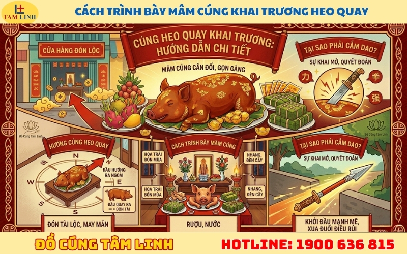 Cách trình bày mâm cúng khai trương heo quay