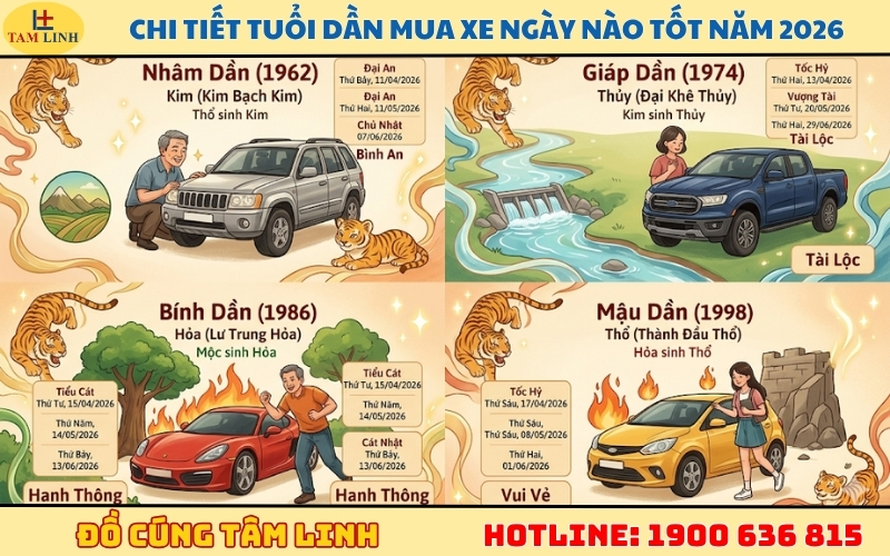 Chi tiết tuổi Dần mua xe ngày nào tốt năm 2026