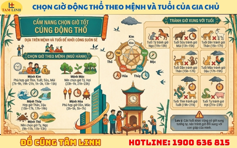 Chọn giờ động thổ theo mệnh và tuổi của gia chủ