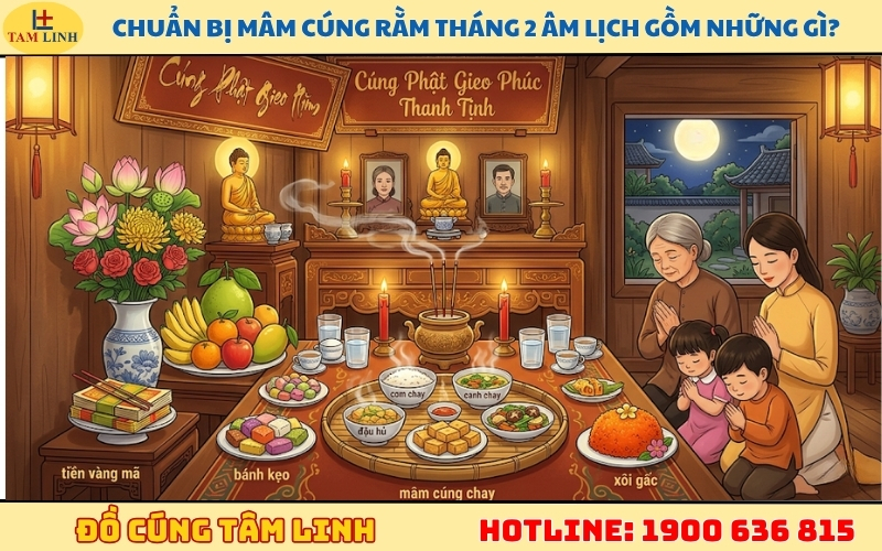 Chuẩn bị mâm cúng rằm tháng 2 âm lịch gồm những gì