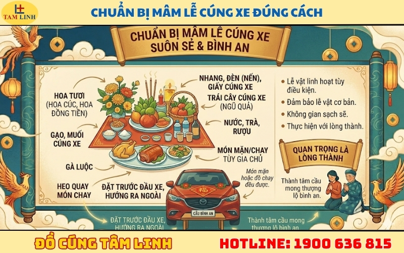 Chuẩn bị mâm lễ cúng xe đúng cách