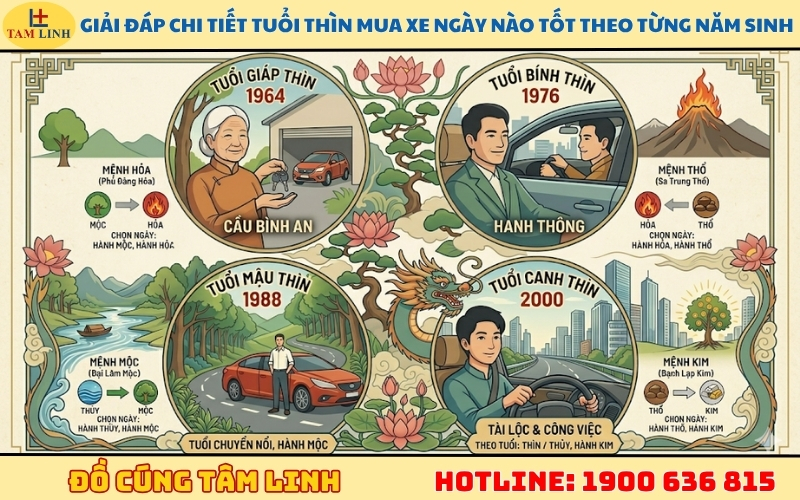 Giải đáp chi tiết tuổi Thìn mua xe ngày nào tốt theo từng năm sinh