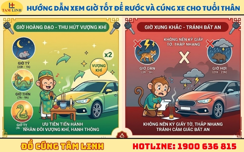 Hướng dẫn xem giờ tốt để rước và cúng xe cho tuổi Thân