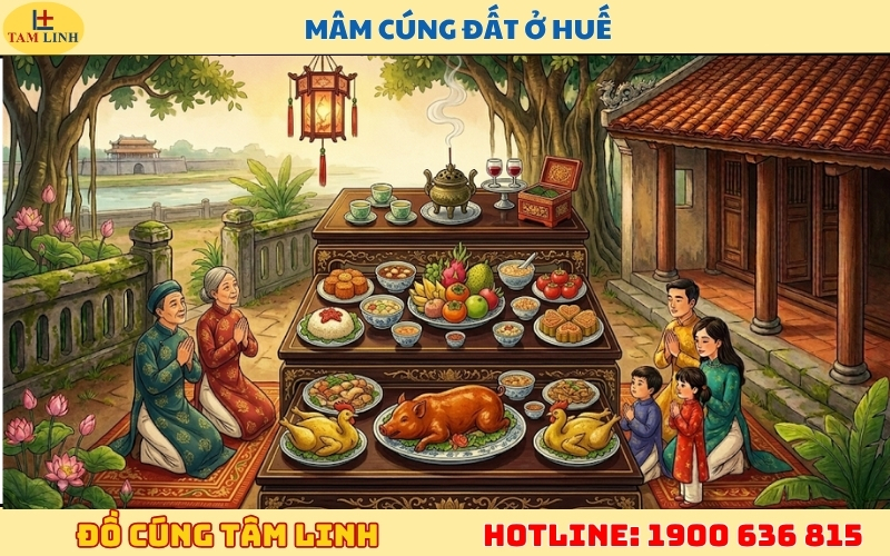 Mâm cúng đất ở Huế