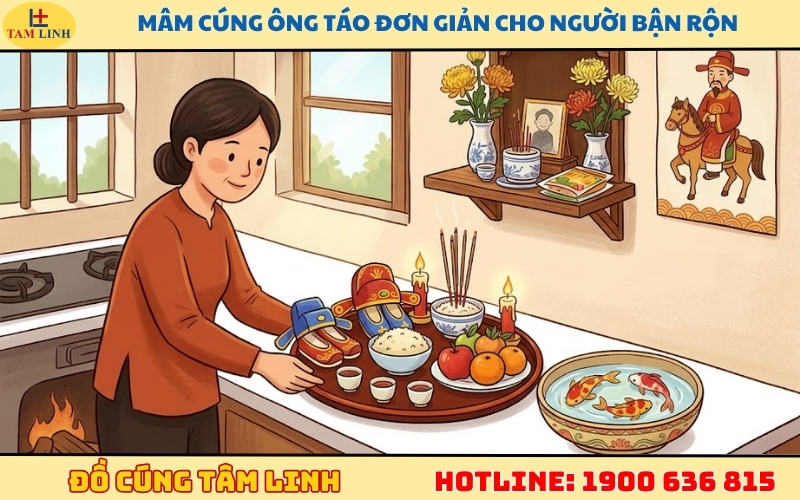 Mâm cúng Ông Táo đơn giản cho người bận rộn