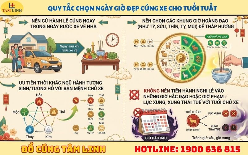Quy tắc chọn ngày giờ đẹp cúng xe cho tuổi Tuất