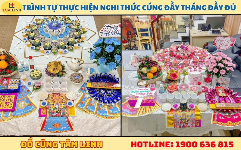 Trình tự thực hiện nghi thức cúng đầy tháng đầy đủ
