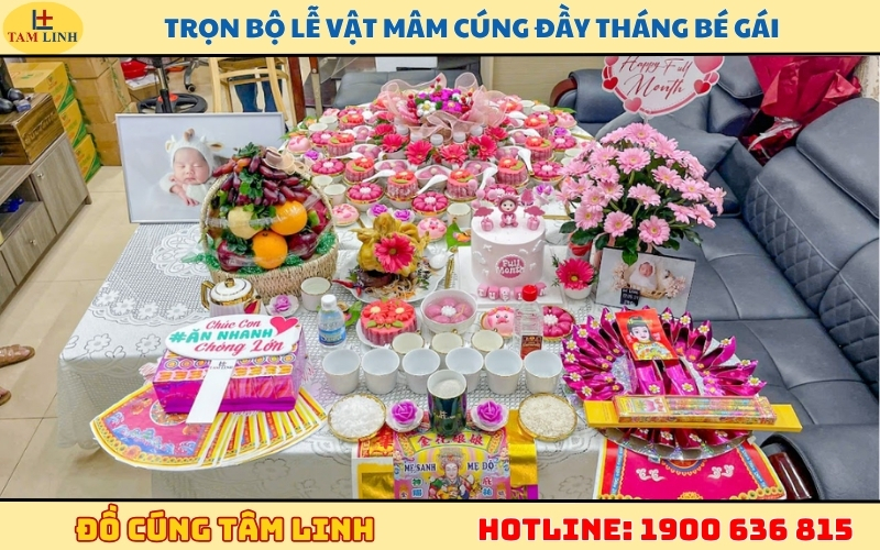Trọn bộ lễ vật mâm cúng đầy tháng bé gái