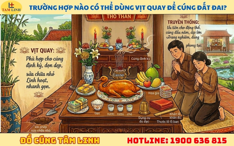 Trường hợp nào có thể dùng vịt quay để cúng đất đai