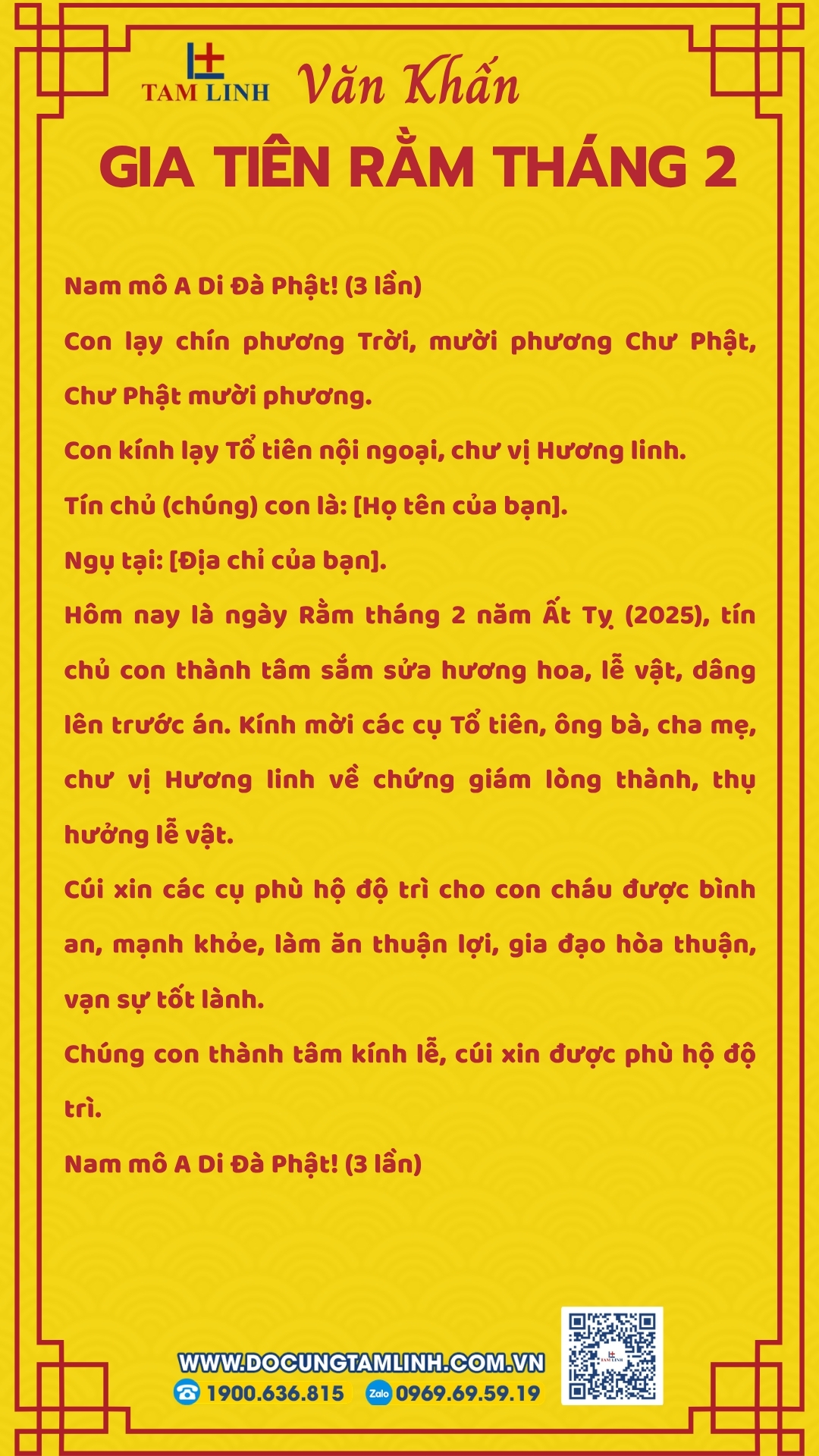 Văn khấn Gia tiên Rằm tháng 2