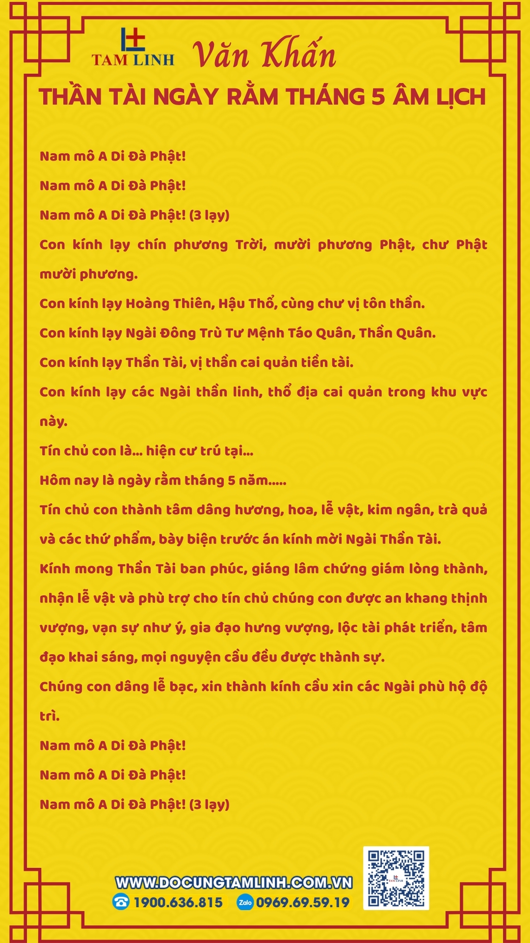 Văn khấn Thần Tài ngày rằm tháng 5 âm lịch âm