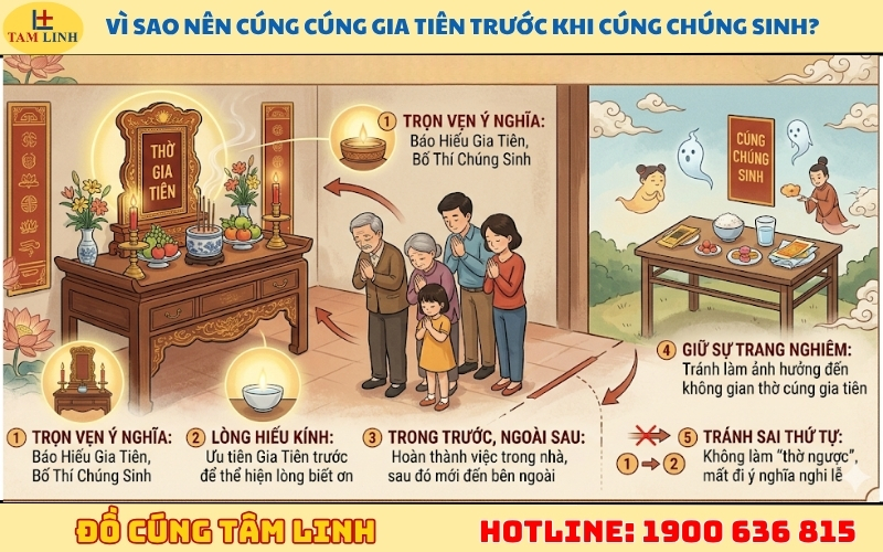 Vì sao nên cúng cúng gia tiên trước khi cúng chúng sinh