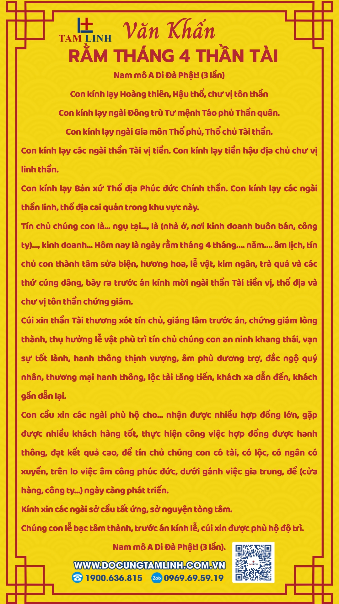 bài cúng rằm tháng 4 thần tài