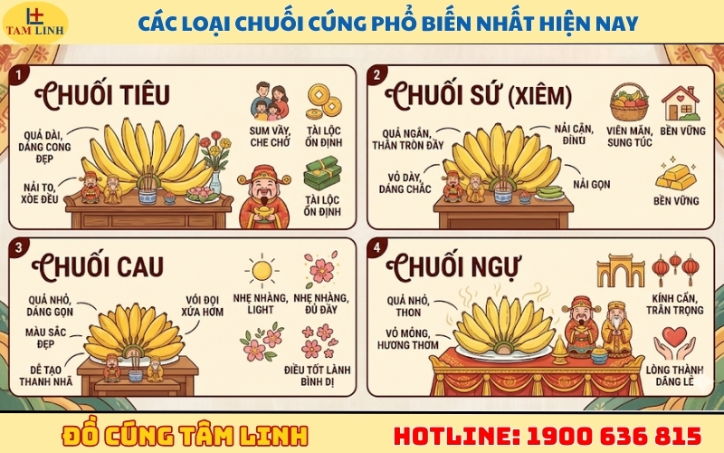 Các loại chuối cúng phổ biến nhất hiện nay