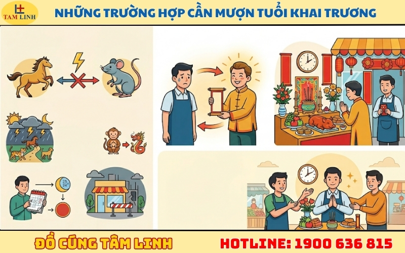 Những trường hợp cần mượn tuổi khai trương 