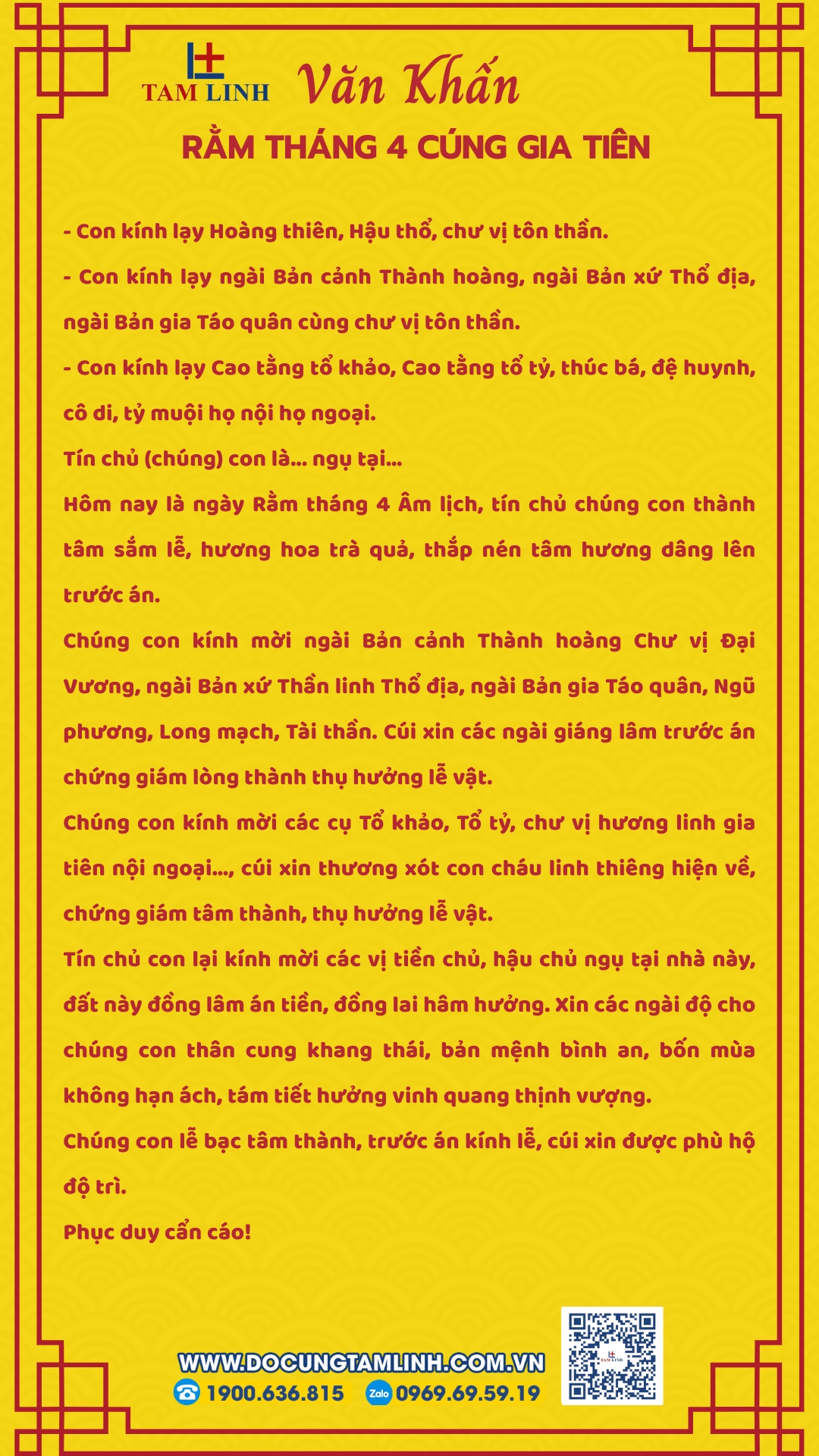 Văn khấn Rằm tháng 4 cúng gia tiên