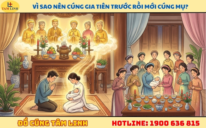 Vì sao nên cúng gia tiên trước rồi mới cúng Mụ
