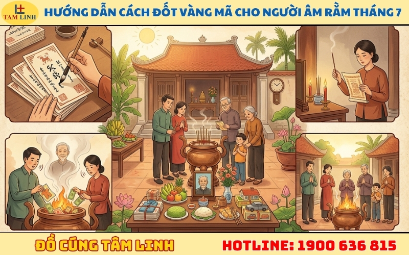 Hướng dẫn cách đốt vàng mã cho người âm Rằm tháng 7