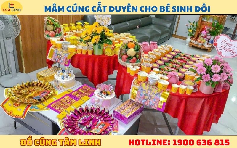 mâm cúng cắt duyên cho bé sinh đôi