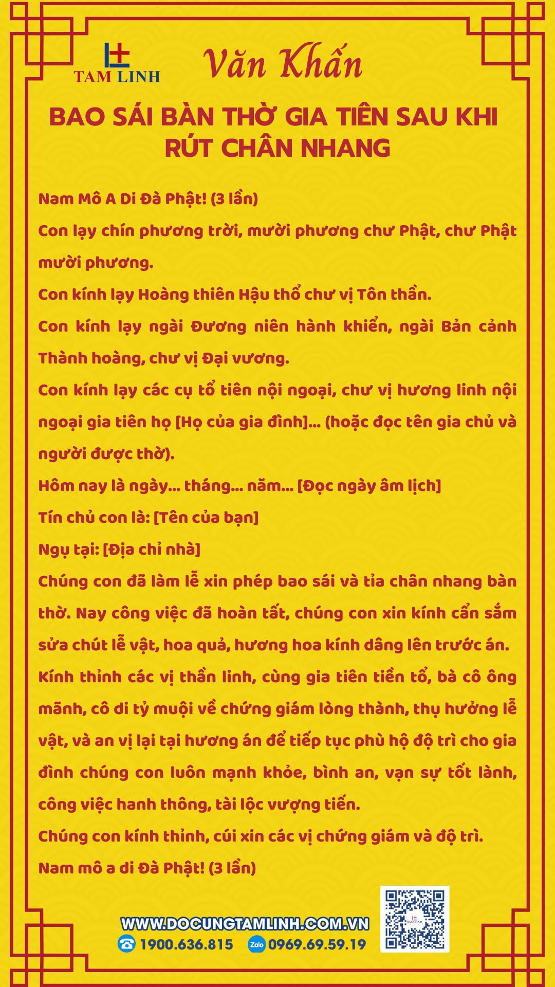 Văn khấn bao sái bàn thờ Gia Tiên sau khi rút chân nhang