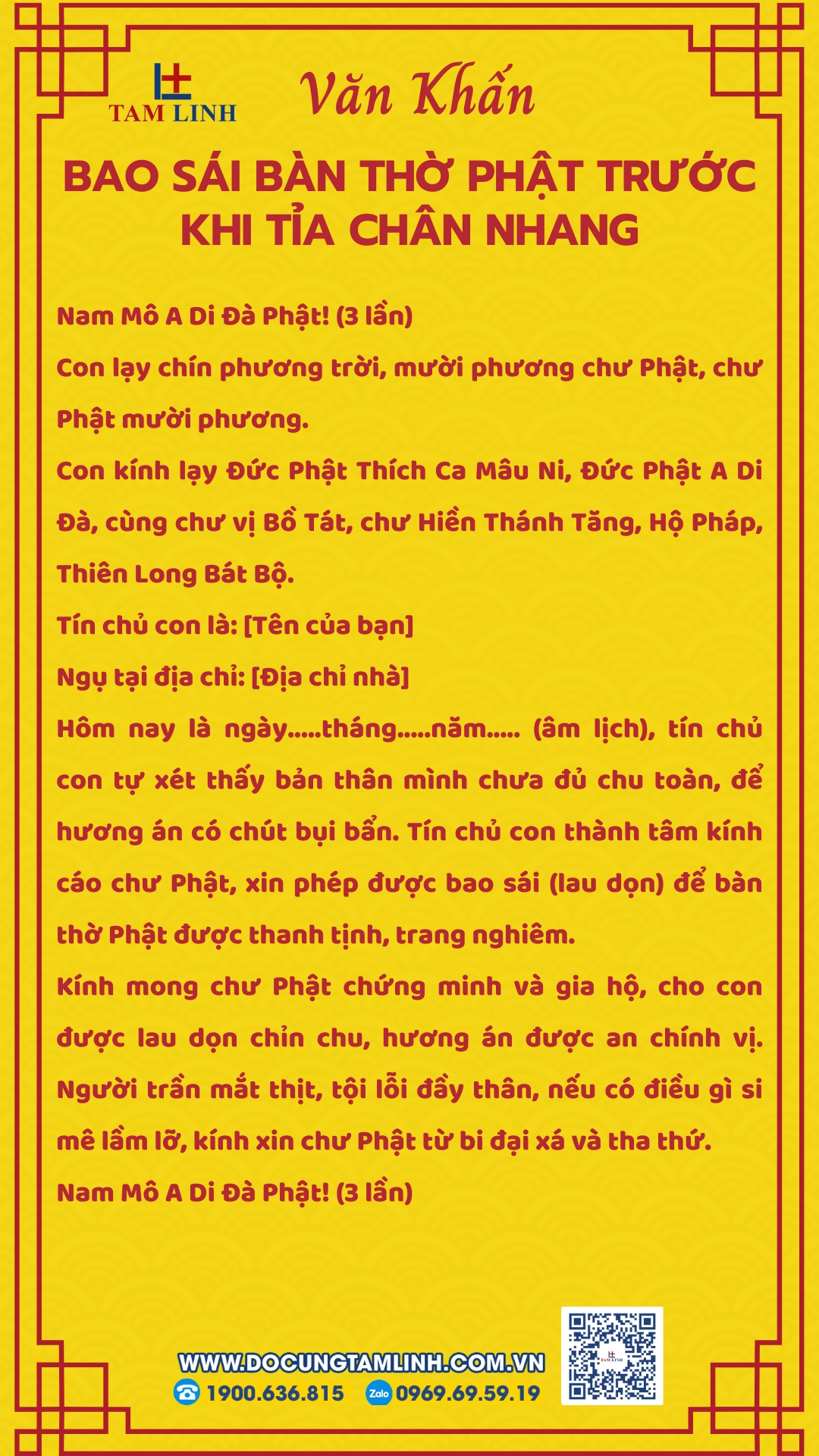 Văn khấn bao sái bàn thờ Phật trước khi tỉa chân nhang