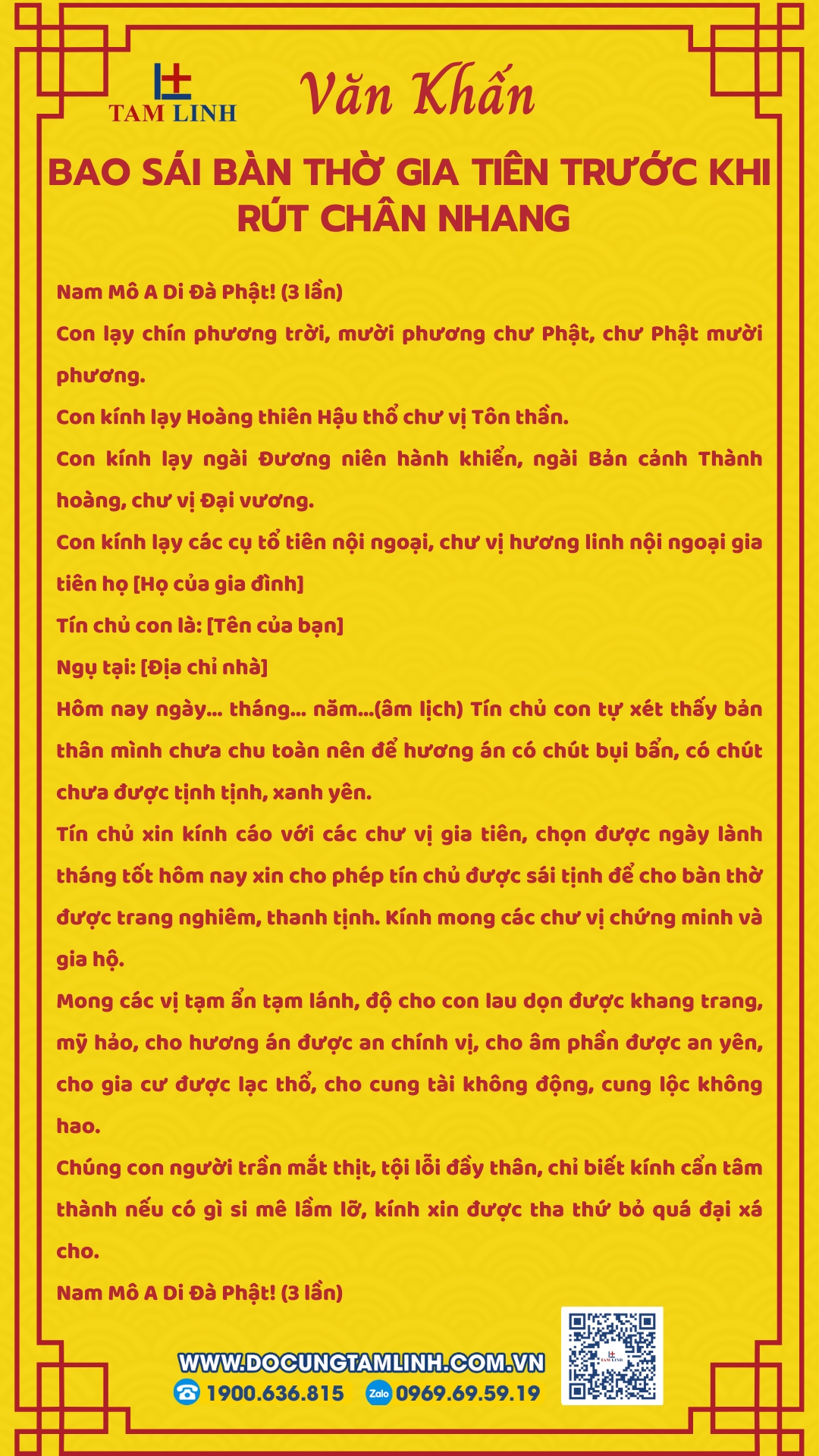Văn khấn trước khi bao sái bàn thờ Thần Linh