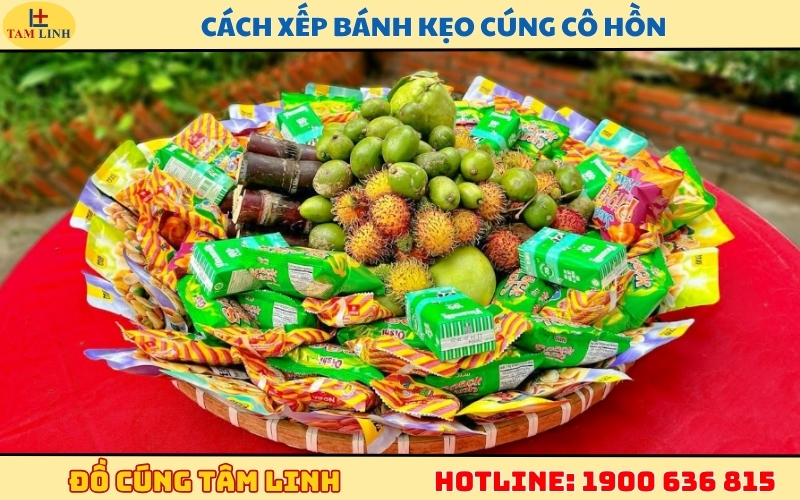 Cách xếp bánh kẹo cúng cô hồn