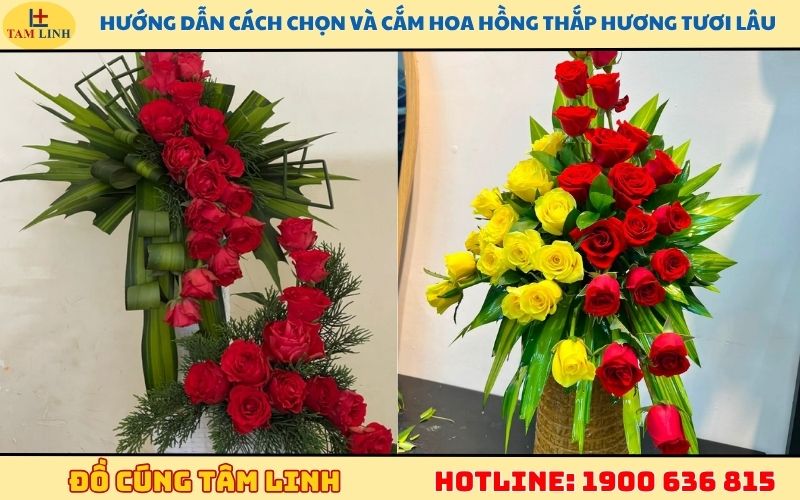 Hướng dẫn cách chọn và cắm hoa hồng thắp hương tươi lâu