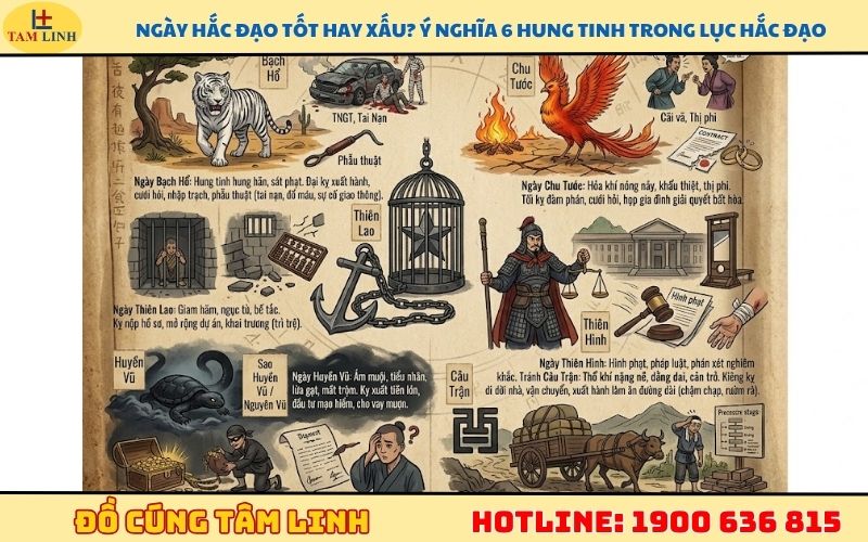 Ngày hắc đạo tốt hay xấu? Ý nghĩa 6 hung tinh trong Lục Hắc Đạo