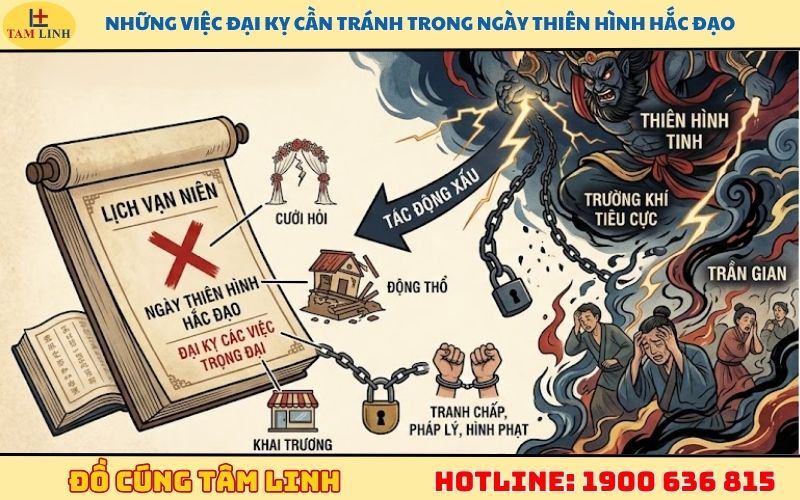Những việc đại kỵ cần tránh trong ngày Thiên Hình hắc đạo
