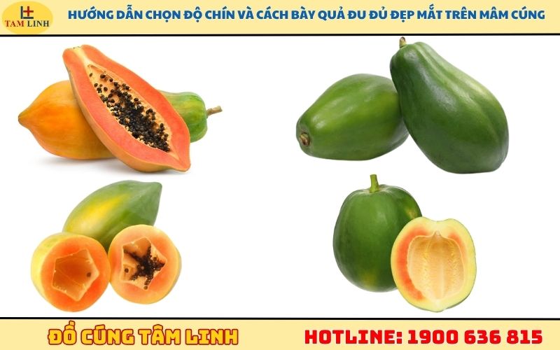 Hướng dẫn chọn độ chín và cách bày quả đu đủ đẹp mắt trên mâm cúng