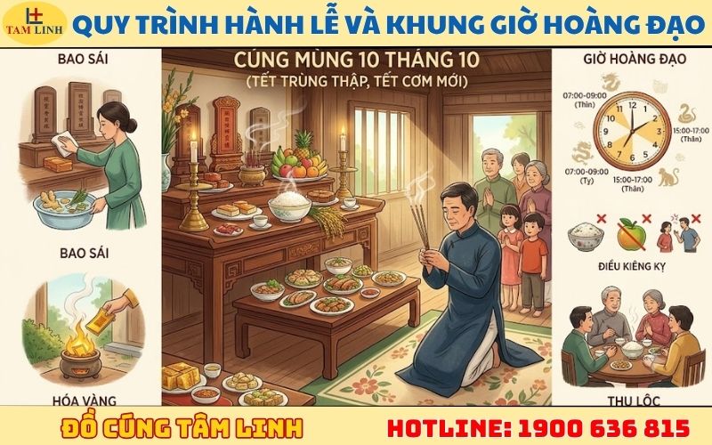 Quy trình hành lễ và khung giờ hoàng đạo cúng mùng 10 tháng 10