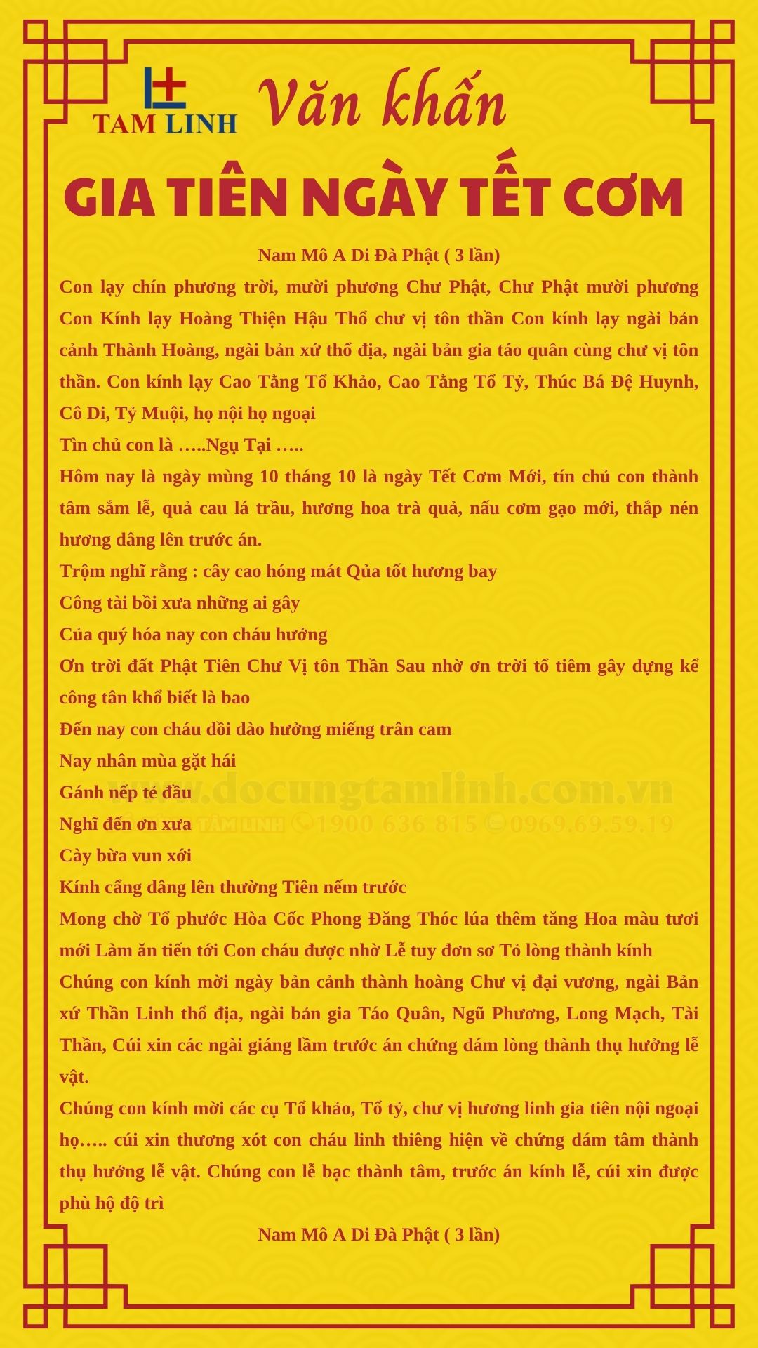Văn khấn Gia Tiên ngày Tết Cơm Mới 