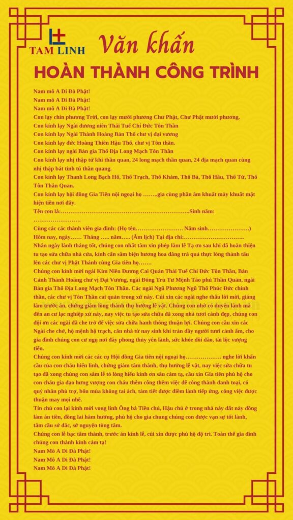 văn khấn hoàn thành công trình
