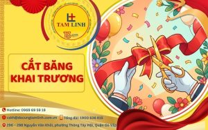 cắt băng khai trương