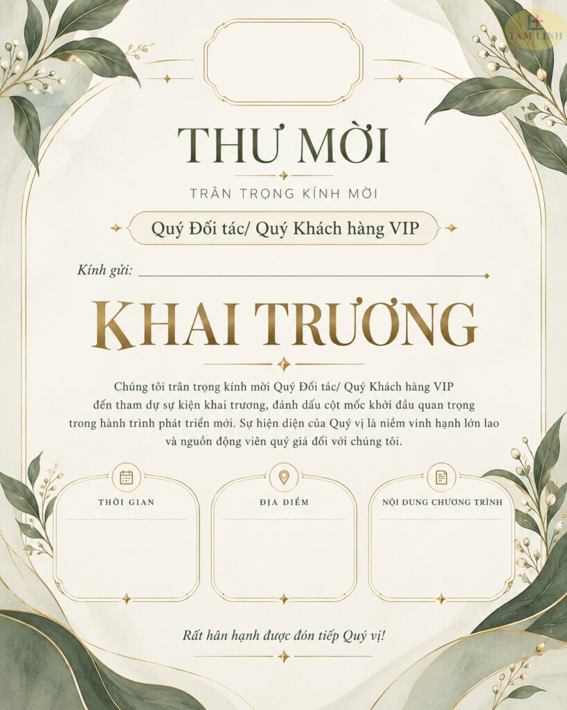 Thiệp mời khai trương
