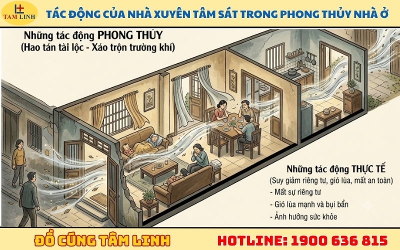 Nhà xuyên Tâm Sát là gì? Cách nhận biết và hóa giải HIỂU QUẢ 6 tac-dong-cua-nha-xuyen-tam-sat-trong-phong-thuy-nha-o